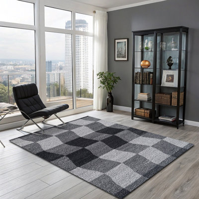 (5 pi x 7 pi) Tapis en laine touffeté à la main avec dossier en latex, tapis antidérapant