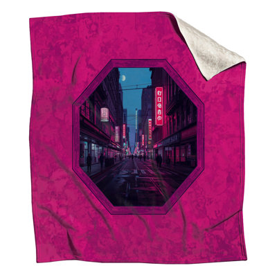Couvertures roses avec paysage urbain