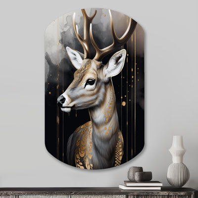 Deer Portrait In The Wild - Deer Cylinder Shape Irregular Metal Wall Decor