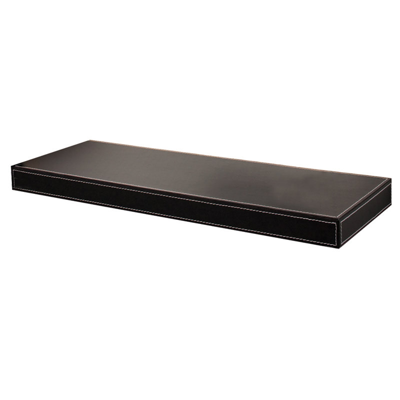 Azure Leather Floating Shelf, Black, 1.75" H x 36" W x 10" D