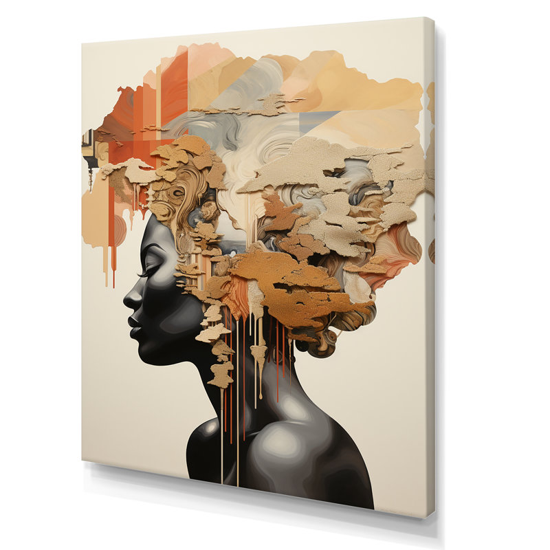 Minimalisme, femme africaine, art africain, Toile tendue, H 32 po x l 24 po x P 1 po