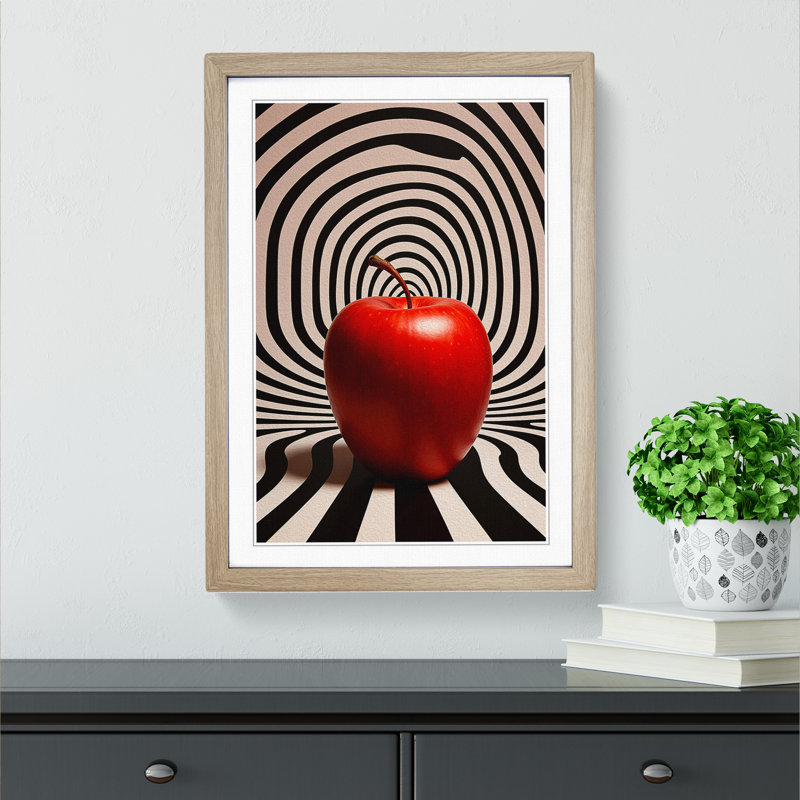 Apple Op - Framed Print, Oak , 34cm H x 25cm W x 2cm D