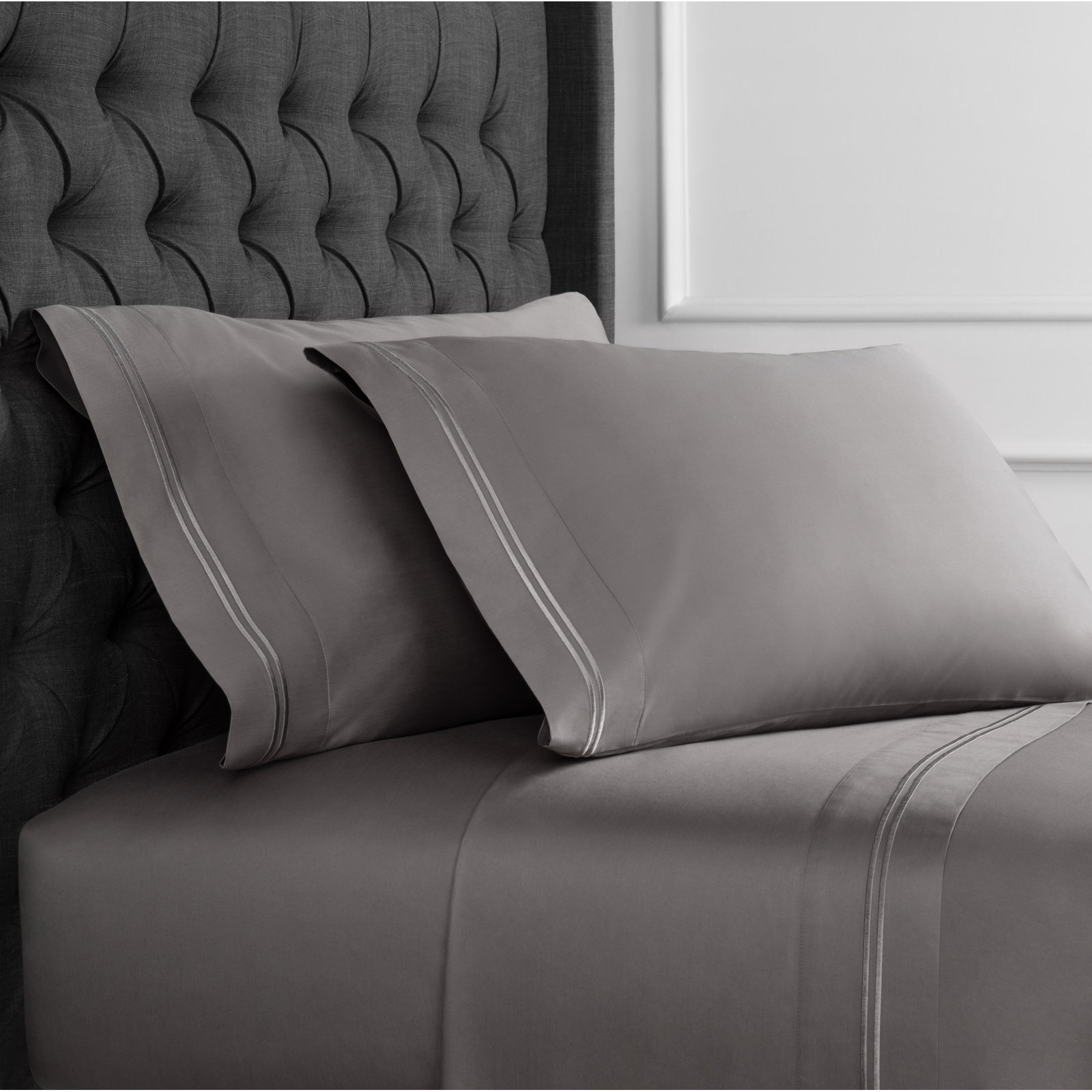 Benin Cotton Sheet Set, California King, Charcoal
