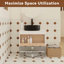 Meuble-lavabo mural 24 po avec lavabo vasque rond noir mat, meuble-lavabo mural avec tablette ouverte-350480052-350480054