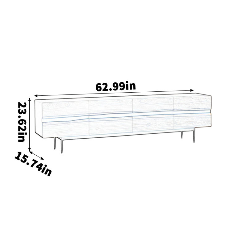 Meuble télé Minimalist, H 23,62 po x L 62,99 po x l 15,74 po