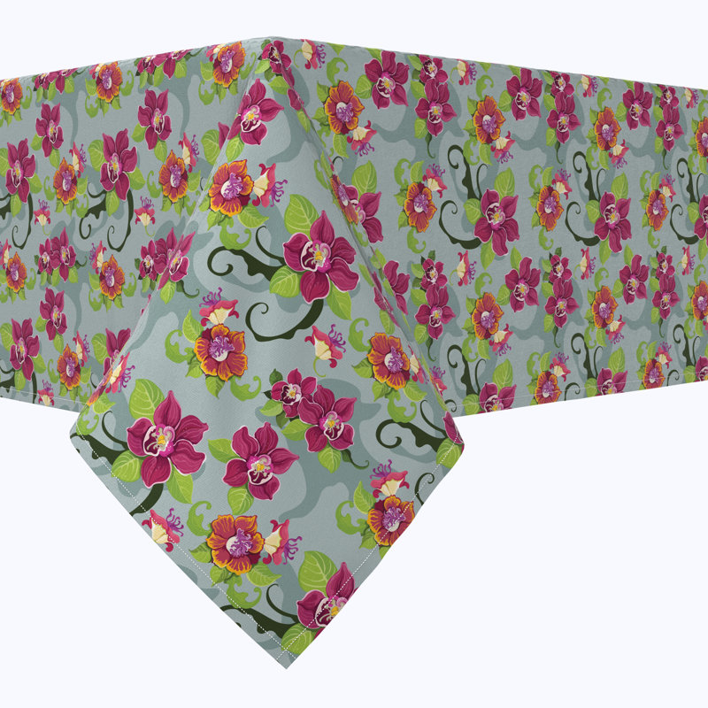 Rectangular Tablecloth, 100% Cotton, 52X104", Tropical Flower Pattern, 104" L x 60" W