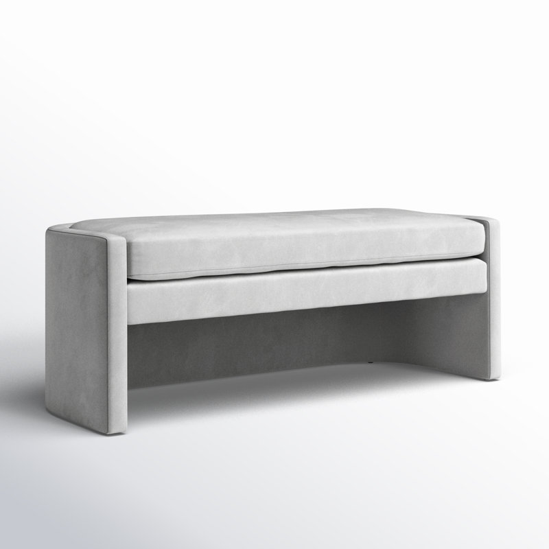 Toni Velvet Bench, Light Gray