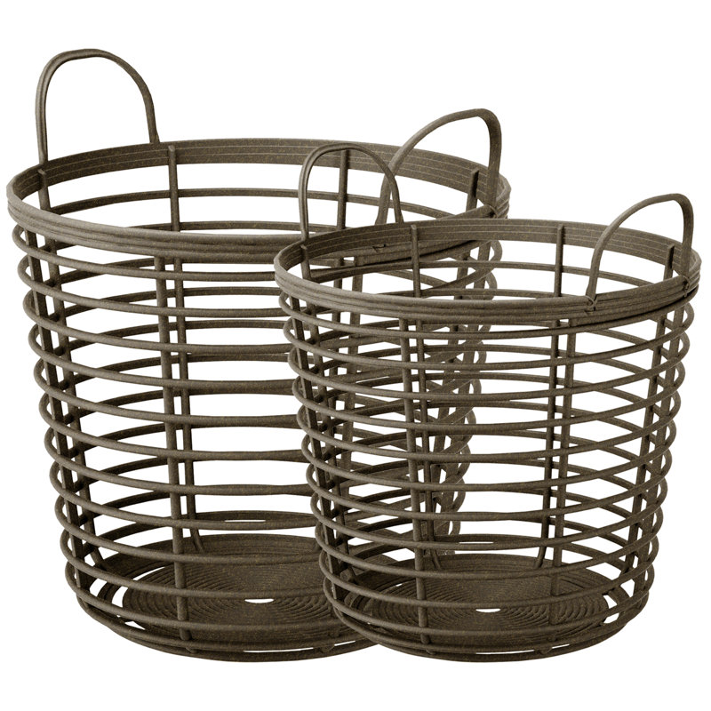  Paniers de rangement Oaka, Bois brun