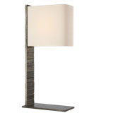 Anne-Marie Barton Fumar 34" Statement Table Lamp in Ridged Carbon with BouclÃ© Shade
