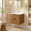 Ensemble de meuble-lavabo mural 24 "avec plateau en acrylique intégré et ensemble de meuble-lavabo mural cannelé en chêne naturel-1311299840-1311299842