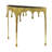 Capri 36.25" Half Moon Glass Top Console Table, Antique Gold Aluminum Cast Sofa Table-1502842861