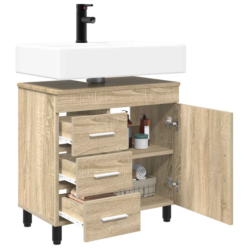 60cm Bathroom Vanity Base Only, Sonoma Oak