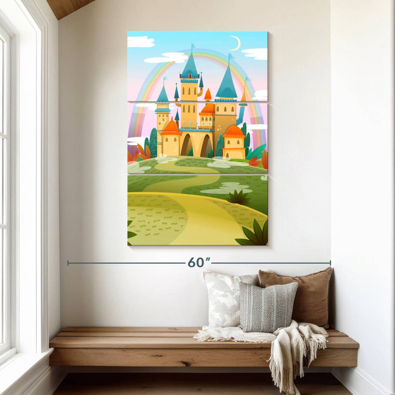 Caricature du château d'Ashelle, H 50 po x l 32 po