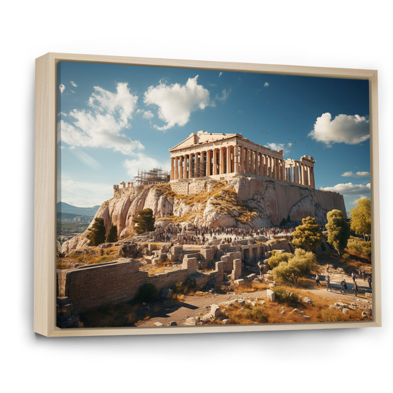 " Greece Acropolis Majesty ", H 16 po x l 32 po, Cadre naturel flottant
