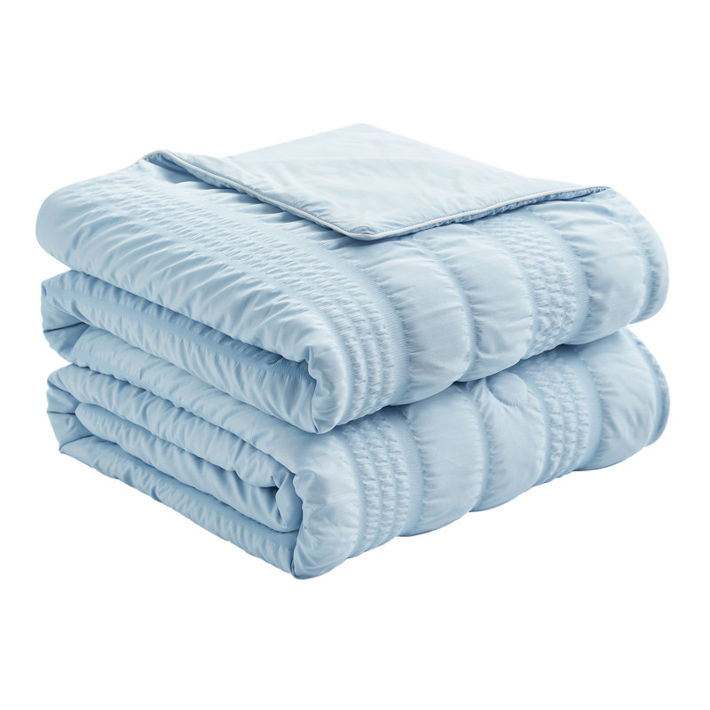 Lightweight Comforter Seersucker Summer Quilt Breathable Summer Blanket Cooling Comforter, Light Gray, Twin Comforter