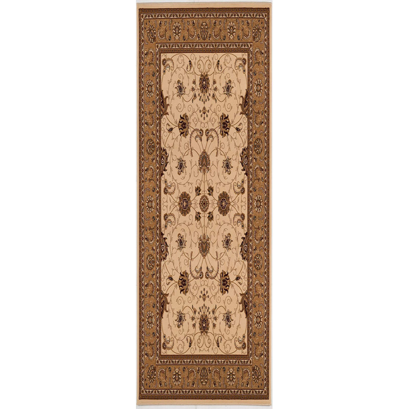11' Beige And Brown Oriental Runner Rug