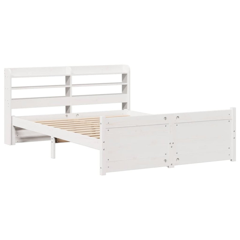 Bed Frame With Headboard Without Mattress, Double (4'6), White