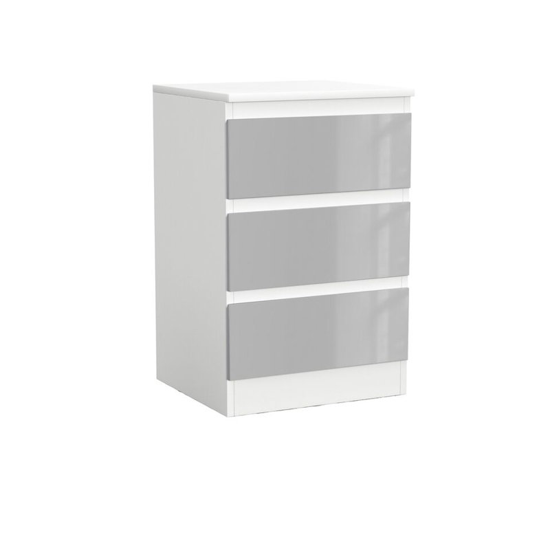 Gloss 3 Drawer Skagen High Wooden Bedroom Chest Cabinet No Handle Drawer Storage, White