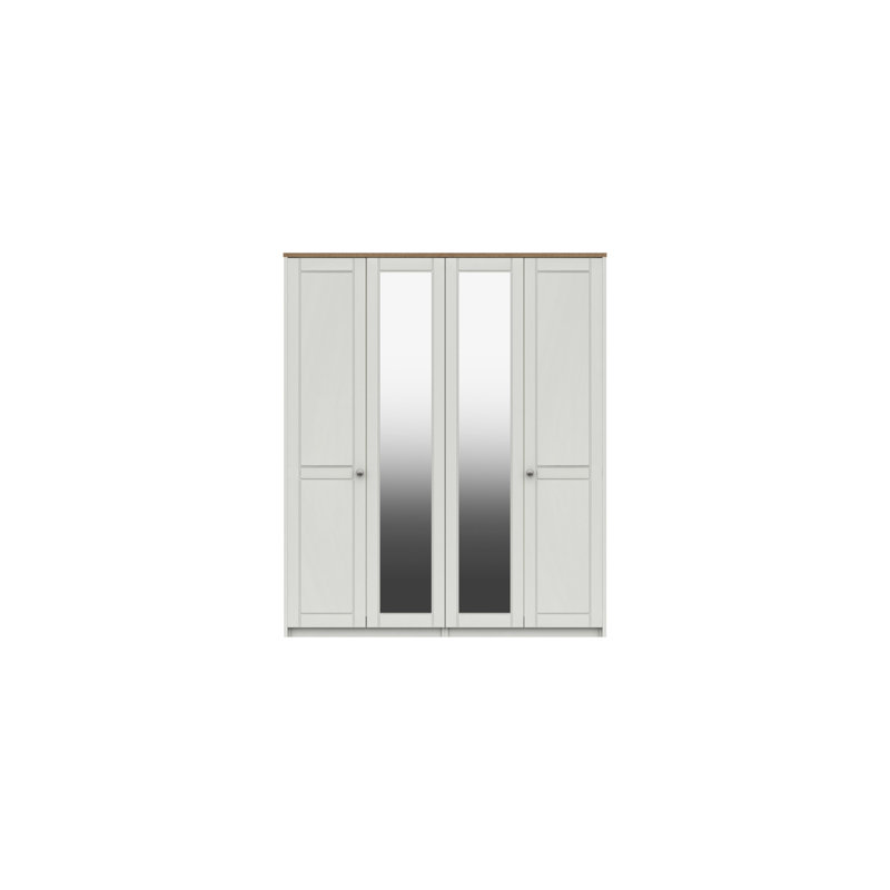 Newhaven 4 Door Manufactured Wood Wardrobe, Natural Rustic Oak/White