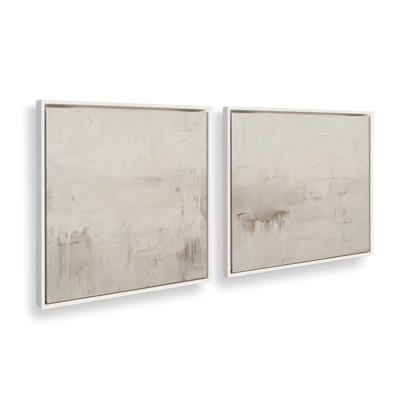 Ensemble de 2 impressions «Whispered Stillness», Cadre flottant blanc opaque, 12 po x 12 po