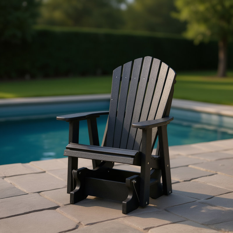Fauteuil oscillant noir en polywood noir, Noir