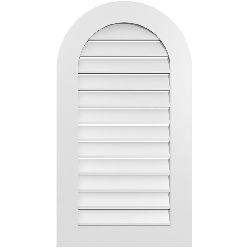 Évent à pignon fonctionnel en uréthane à surface ronde, brun clair, apprêté, 40" H x 22" W x 1" D