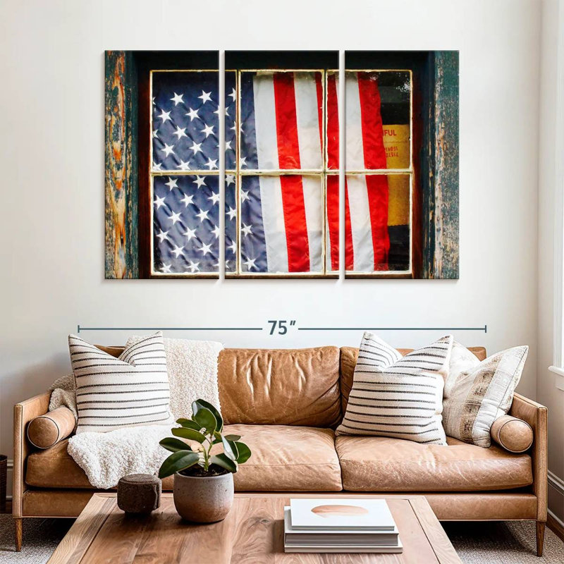 Borges American Flag On Window, 42" H x 65" W