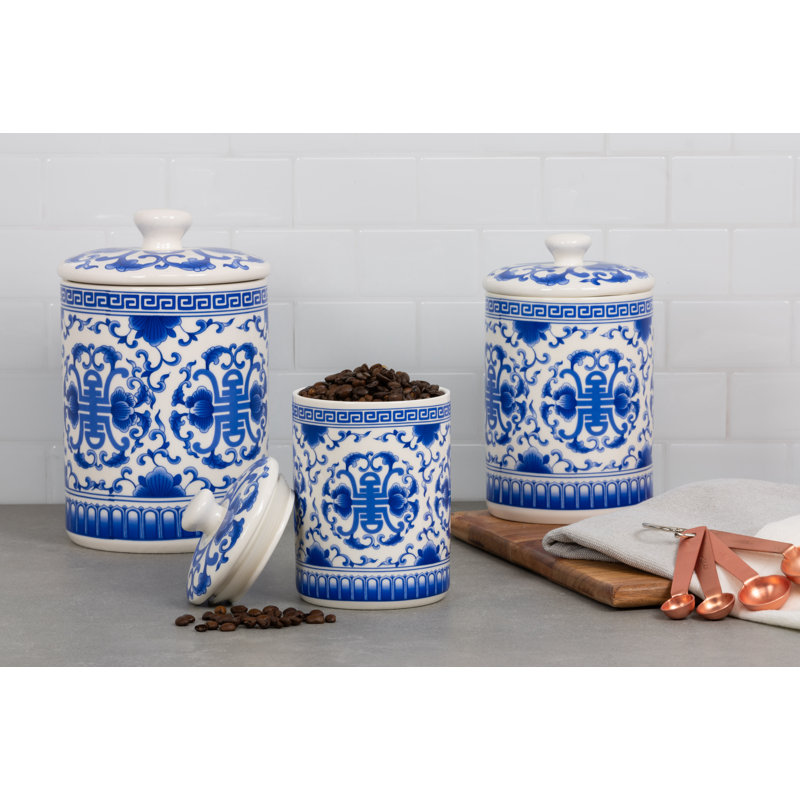Clemon Porcelain China Canister - Set of 3