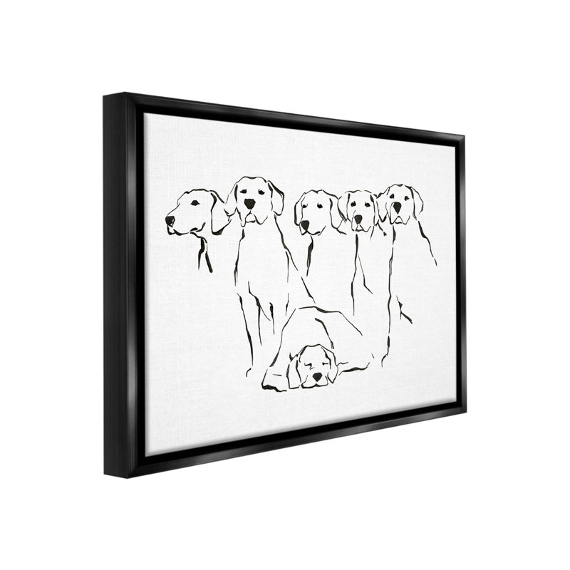 "Minimal Dogs Doodle" par Ethan Harper sur toile, Cadre flottant noir de jais, H 25 po x l 31 po