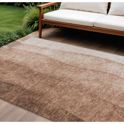 10' X 14' Beige Ombre Washable Indoor Outdoor Area Rug