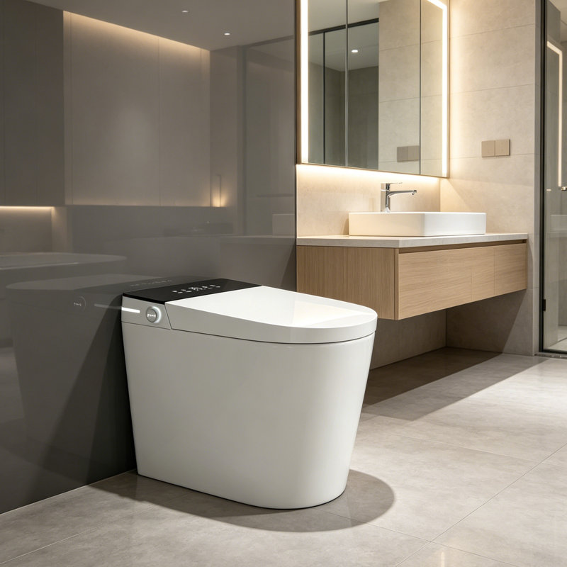 Toilette compacte sans bidet Yingze de 10 po de longueur, moins de 25 po, petite toilette, capteur de chasse d'eau automatique, siège chauffant, buse autonettoyante, veilleuse à DEL, télécommande sans fil