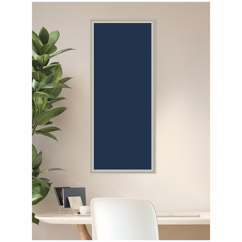 Tableau d'affichage en lin encadré en tissu, Marine, H 42 po x l 18 po x P 1,25 po, Argent Florence