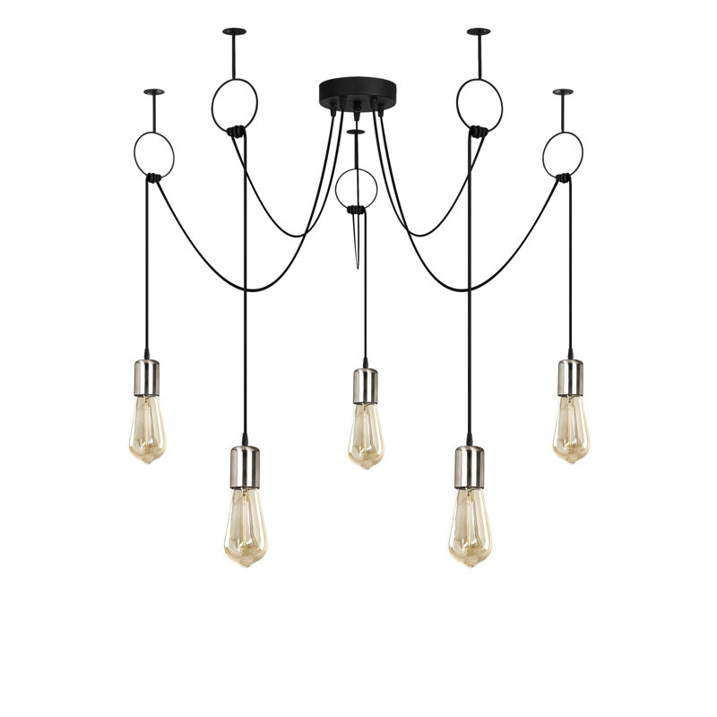 Luminaire suspendu à 5 lumières Aidrianna, Noir