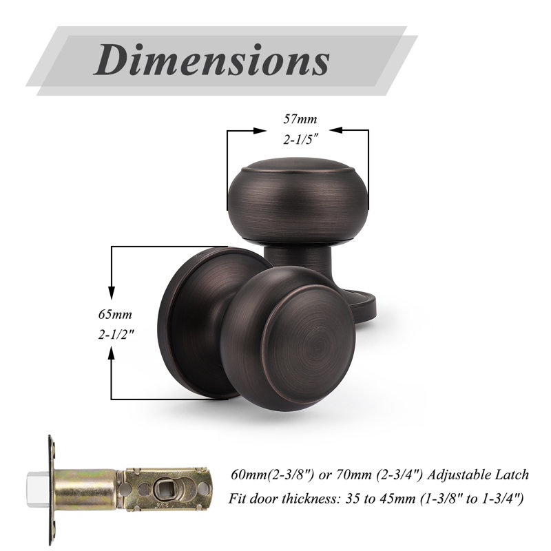 Door Knobs with Round Rosette, Keyless Lock, Oil Rubbed Bronze, Passage (Hall & Closet)