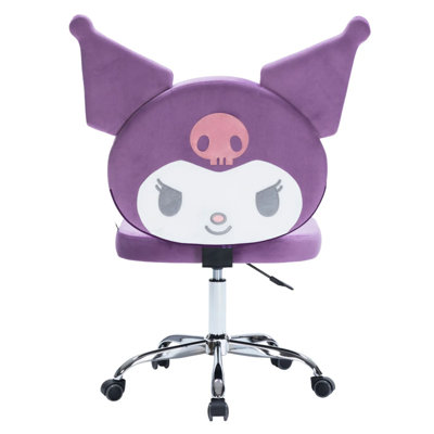 Kuromi Armless Swivel Cute Desk Chair for Bedroom, Velvet Makeup Vanity Chair with Back by Ivy Bronx