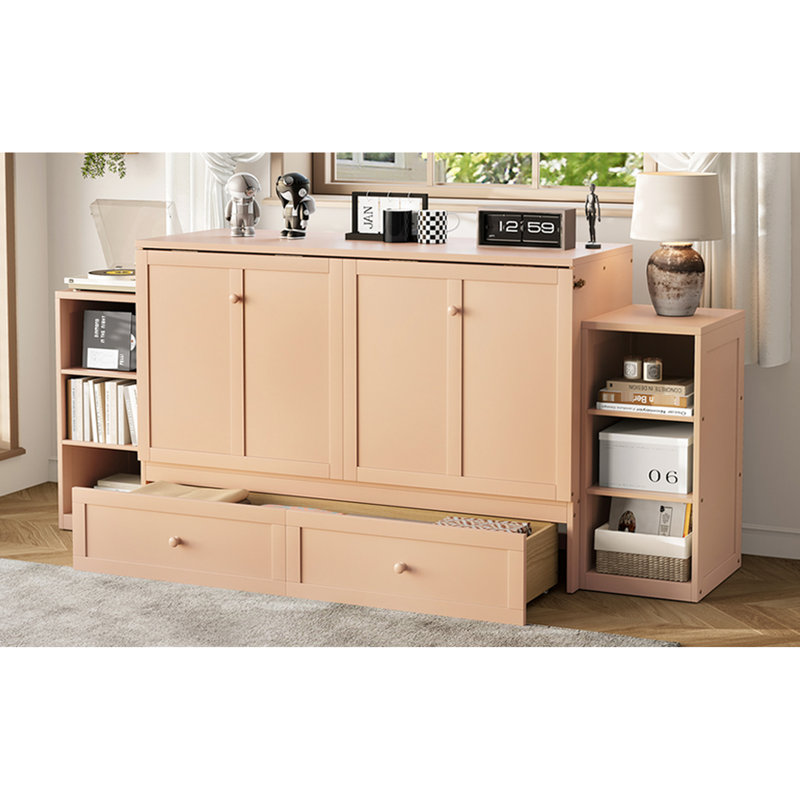 Grand lit doré, rangement fonctionnel et attrayant esthétique, peu encombrant pour le lit de la maison, espace de jour pliable, design minimaliste avec tiroirs, petites pièces convenables