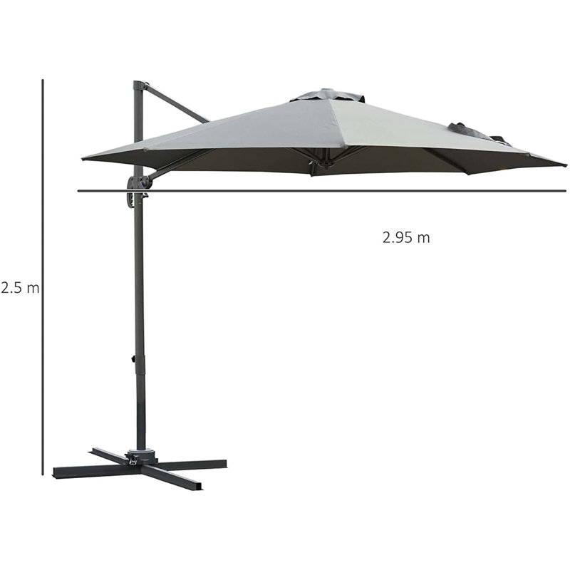 SaintCroix 2.9m Cantilever Parasol, Grey