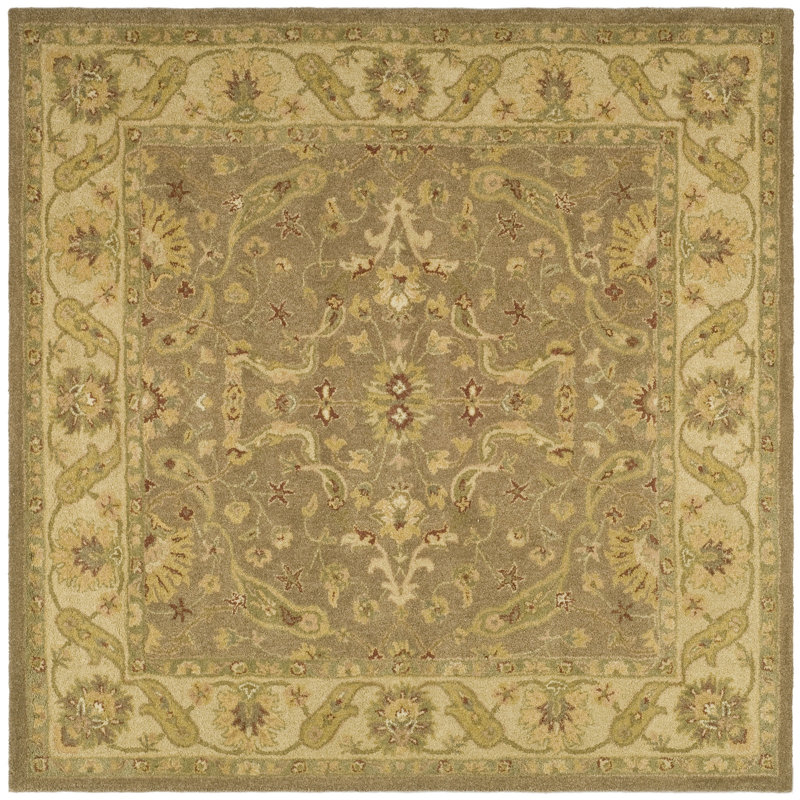 Dunbar Handmade Tufted Wool Brown/Gold Area Rug, Square 6'