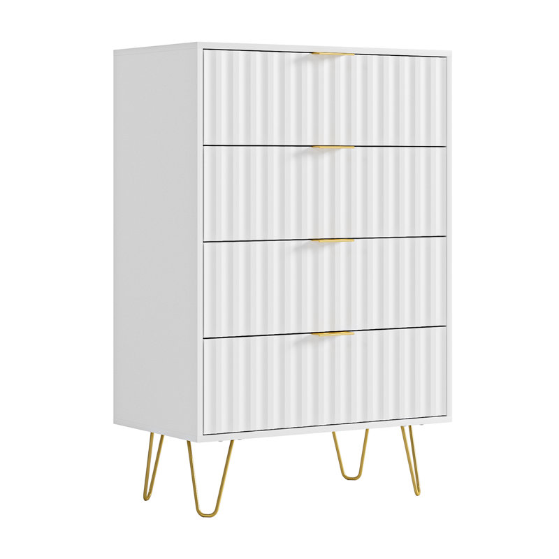 Armoire en bois 4 tiroirs, Blanc