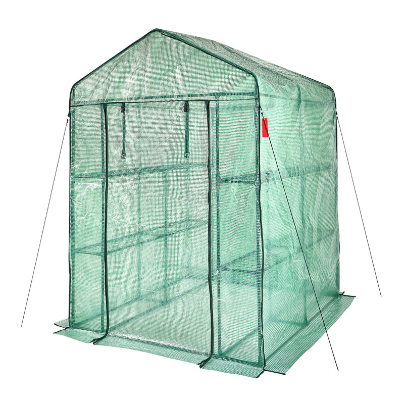 Walk-In Greenhouse With Shelves, 4.6X4.6X6.6 Ft, High Strength PE Cover And Steel Frame For Planting And Storage | Gift Idea