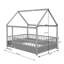 Lit gris en bois avec toit pratique et clôture en bois de pin-1202103120