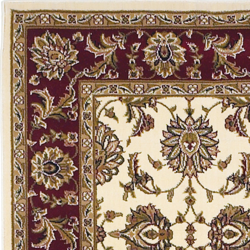Tapis oriental ivoire / rouge Bellville, Rectangle 2 pi 3 po x 3 pi 3 po