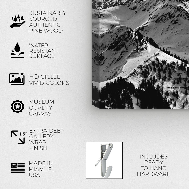 " Up The Mountain Snowy Mountains ", Wrapped Canvas, 36" H x 24" W