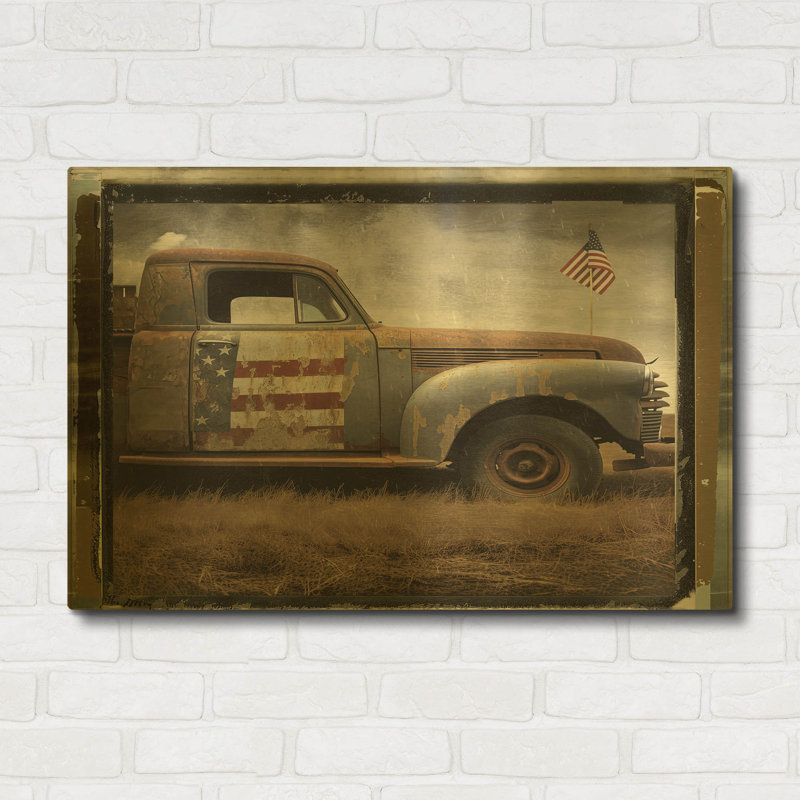 « Le camion de l'oncle Jess » par Decent Exposures, décoration murale en métal doré, 91,4 cm x 61 cm, 36"x24"
