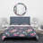 Pink and Purple Flowers on Striped Background - Traditional Duvet Cover Set - Microfiber Polyester-35228393