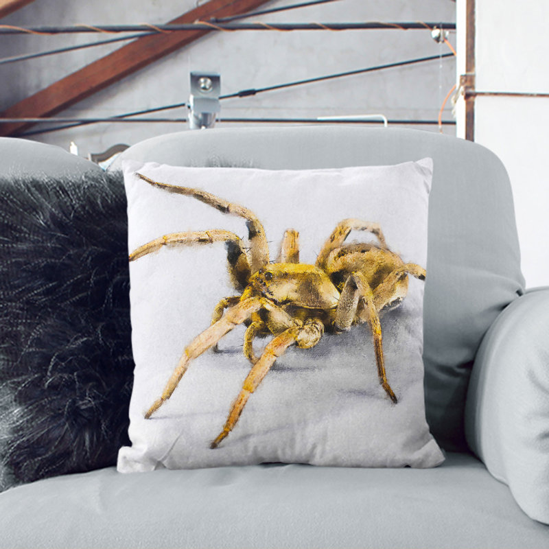 Tarantula Spider Painting Square Throw Cushion, Black, 55cm H x 55cm W x 20cm D