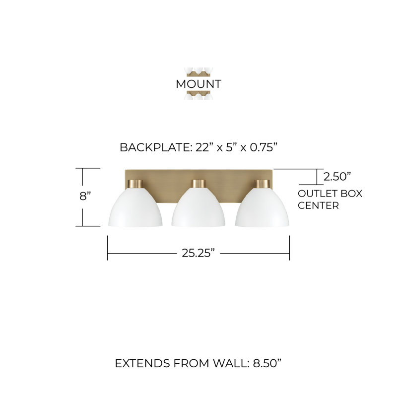 Ross 3 - Light Dimmable Vanity Light, White