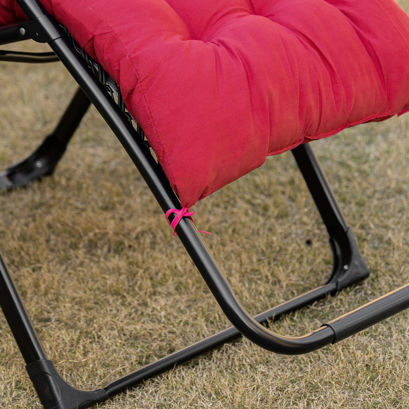 Fauteuil Zero Gravity, chaise longue pliante inclinable avec coussin rembourré, plateau latéral, Rouge