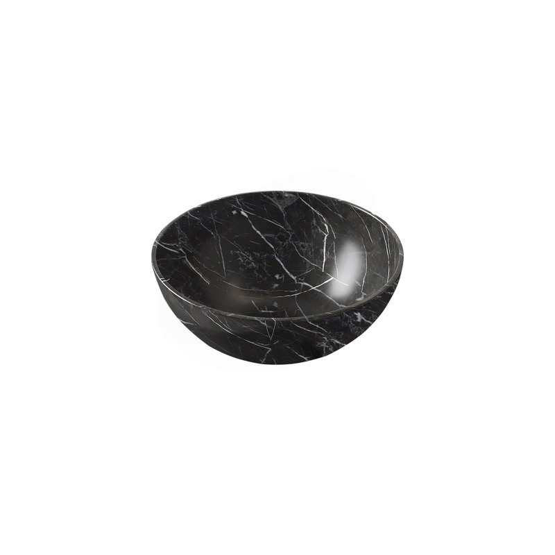 Lavabo de salle de bain 14 ", lavabo vasque en céramique à motif de pierre sans robinet, sans armoire, noir mat