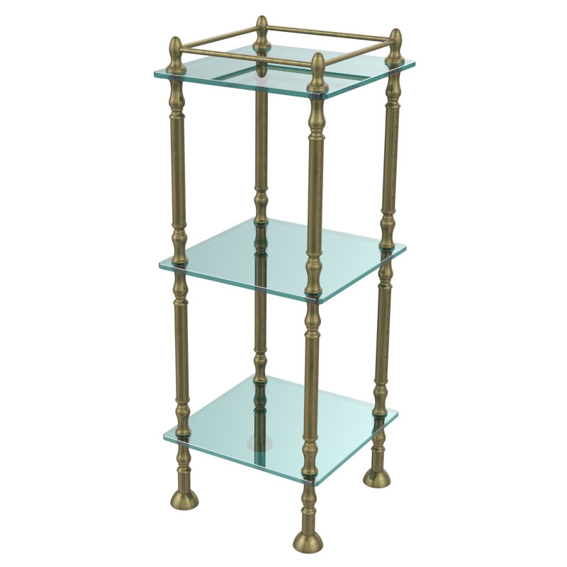 Metal Bathroom Shelves, Antique Brass